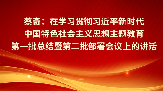 蔡奇：​在学习贯彻习近平新时代中国特色社会主义思想主题教育第一批总结暨第二批部署会议上的讲话